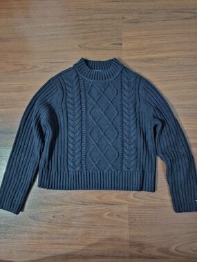 Tommy Hilfiger Black Cable Knit Turtleneck Sweater